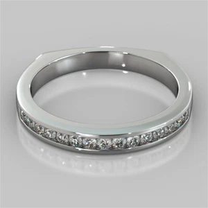 Round Cut 0.52 Ct Natural Diamond Eternity Engagement Band 14K Solid White Gold - Picture 1 of 4