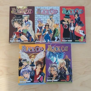 Black Cat Manga Kentaro Yabuki 5 Book Lot Volumes 1-5 Shonen Jump Anime 1st Ed - Picture 1 of 17