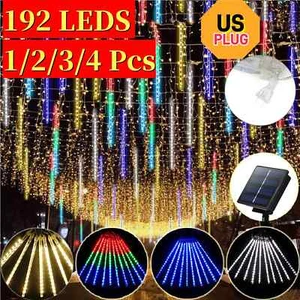 8 Tubes 192 LED Meteor Shower Rain Tree String Lights  Garden Party Xmas Outdoor - Picture 1 of 17