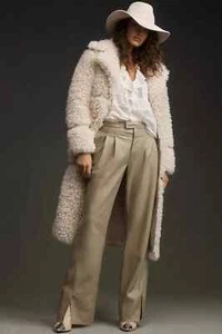 NWT Hudson High-Rise Rosie Faux Leather Trousers 27 Pants Tan $265 Chinchilla - Picture 1 of 11