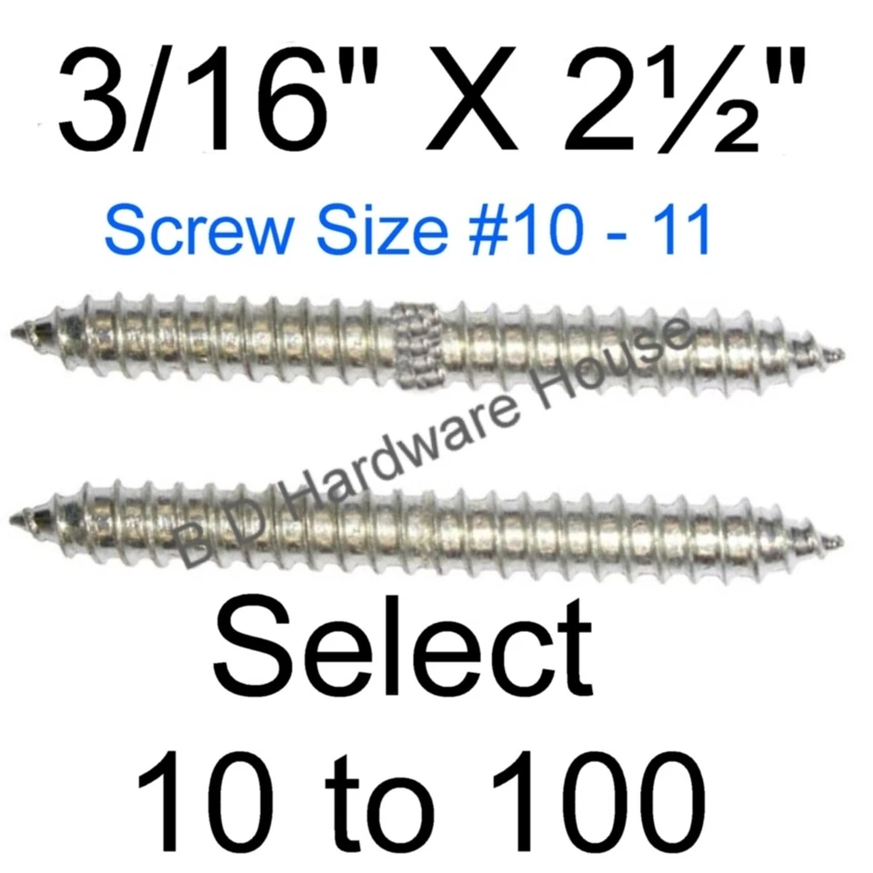Dowel Screws 3/16" x 2½" -Double End Screw Finial Newel Post Baluster Rods
