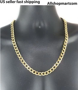  Kette Halskette Armband 18k vergoldet Glieder Panzer Kubanisch 9mm 7-36'' Herren       - Bild 1 von 11