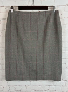 ESCADA wool herringbone white black red pencil straight skirt size EU 42 US 12 - Picture 1 of 9