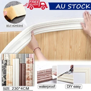 3D Foam Self-adhesive Waist Line Corner Line DIY Wall Edge Strip Skirting 230cm - Picture 1 of 40