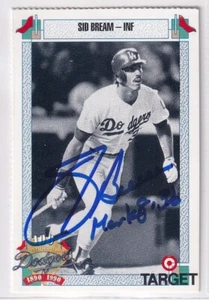 Sid Bream 1990 Target Los Angeles Dodgers SIGNED CARD AUTOGRAPHED - Picture 1 of 1