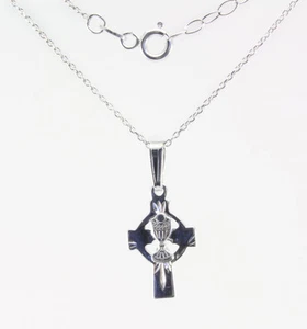 Colgante Comunión Plata de Ley con Cruz de Cadena de 18" con Cáliz LACP311244 - Imagen 1 de 5