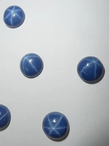 Blue Star Sapphire Round 10x10 mm Cabochon 6 Rayed Lab-created Opaque 5 pcs Lot - Picture 1 of 12