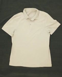 Lululemon Mens Sz M Soft Pink (Flesh) Stretch SS Polo Shirt EUC Pre-owned - Picture 1 of 4