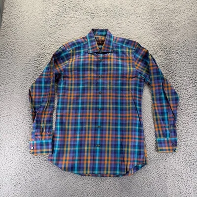 Robert Talbott Button Shirt Mens Small Plaid Multicolor Long Sleeve Tailored - Image 1 of 4