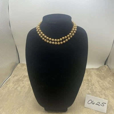 Vtg Marvella Art Deco Double Strand Pearl Imitation knotted beads 14” Necklace - Image 1 of 4