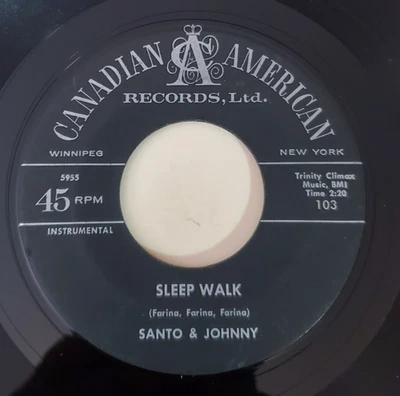 Santo & Johnny  SLEEP WALK/ALL NIGHT DINER (ROCK 45) #103 PLAYS VG+ TO VG++ - Image 1 of 4