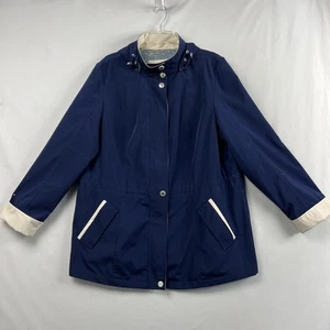 Nautica Raincoat Women's Plus 1X Detachable Hood Pockets Full Zip Snap Jacket - Picture 1 of 17