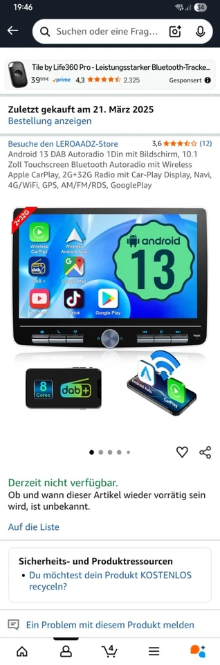 DAB+ Android Autoradio 1 DIN BT Mit 360° Drehbar Bildschirm GPS WIFI NAVI + Kam - Bild 1 von 1