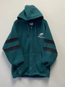 Vintage Reebok NFL Philadelphia Eagles Full Zip Hooded Green Fleece Jacket—2XL - Picture 1 of 8