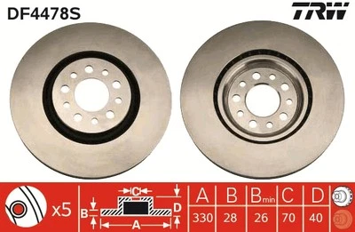TRW DF4478S Brake Disc for Alfa Romeo, Jeep - Image 1 of 3