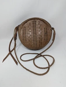 Bandolera redonda Cleobella, cartera de cuero marrón - Imagen 1 de 7