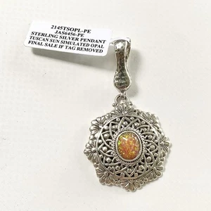 Sarda Sterling Silber 925 Heiliges Vertrauen Anhänger in toskanischer Sonne simulierter Opal - Bild 1 von 12