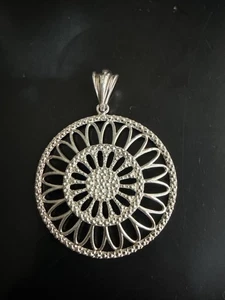 Vintage Milor Italy Sterling Silber 925 runder großer floraler Stil Anhänger - Bild 1 von 4