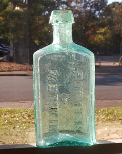 1865-1875 Potter & Merwin St. Louis, Missouri 5  1/2'' Aqua Medicine Bottle - Picture 1 of 7