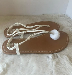 Billabong Strand Walk Slingback Sandals Womens Size 10 White Thong Flats Summer - Picture 1 of 7