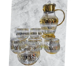 7Pc Glass Pitcher Jug With Tumblers Glasses Water Set Juice Drinkware Gift - Picture 1 of 5