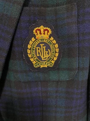 Vintage Lauren Ralph Lauren Buillion Crest Plaid Blazer - Image 1 of 4