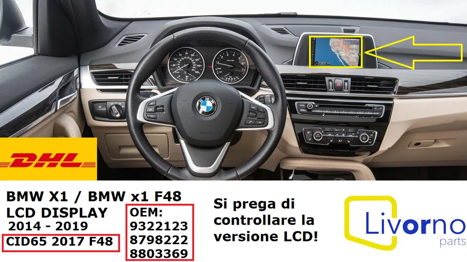 BMW X1 F48 LCD DISPLAY SCHERMO BM 9322123 8798222 8803369 NUOVO GARANZIA FATTURA - Immagine 1 di 2