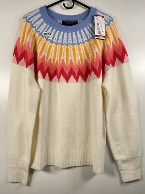 Nuevo con etiquetas Suéter French Connection Essentials Mujer Fair Isle Marfil Talla XL 24.5x29 Foto 1 de 4