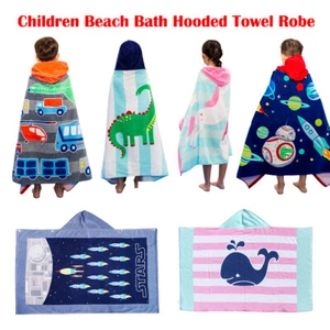 Hooded Bath Towel Children Beach Poncho Girls and Boys Cartoon Bathrobe Robe - Picture 1 of 41