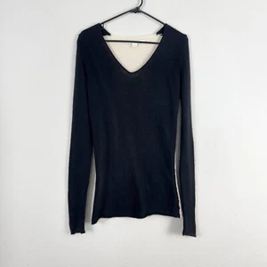 Diane Von Furstenberg Women's V-Neck Cashmere Sweater Size S Black & Beige - Picture 1 of 10