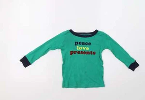 Gymboree Girls Green Cotton Basic T-Shirt Size 3 Years Crew Neck - Christmas Top - Picture 1 of 12