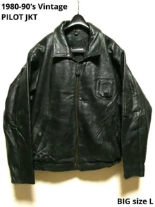 MARTINAS Leather Pilot Jacket Size L Black - Picture 1 of 8
