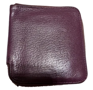 HERMES - Burgundy leather zip wallet (broken zipper) - Picture 1 of 8