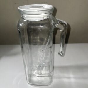 Vintage Italy Glass Pitcher Fridge Water Juice Frigorello Jug With Measures