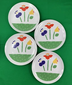 Vintage MCM Abstrakte Blumen Dessert Brot Salatteller Made in Japan 4er Set - Bild 1 von 4