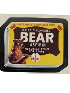Grizzly Flavored Bear Aspirin - Topps Wacky Packages Series 9 - 1974 Vintage