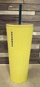Starbucks 2024 Winter Angular Neon Yellow Stainless Steel Soft Touch Tumbler NEW - Picture 1 of 2