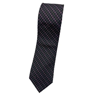 Corbata VALENTINO Para Hombre 100% Seda LUJO Corbata Negra Púrpura Geométrica W:3.5" Usada en Excelente Condición Foto 1 de 4