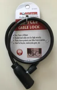 BICYCLE SECURITY SPIRAL CABLE LOCK 10MM X 65 CM FOR BIKE/ MOTORCYCLE WITH 2 KEYS - Picture 1 of 3