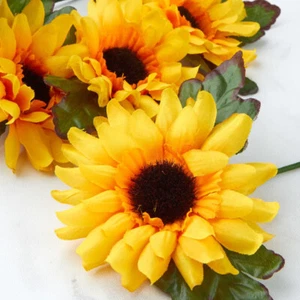Bulk Lot of 24 Artificial Sunflower Picks With Fuzzy Brown Center - 6-3/4" tall - Picture 1 of 3