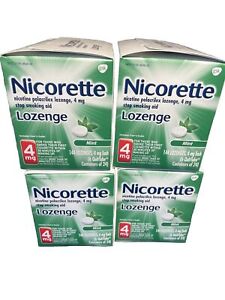 4 Boxes Nicorette 4mg Nicotine, 144 Lozenges 24 Tubes, Mint, Big Boxes Exp. 4/24