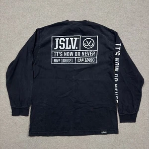 JSLV Mens Shirt Black M Long Sleeve Streetwear Crew Neck Casual Adults - Picture 1 of 10