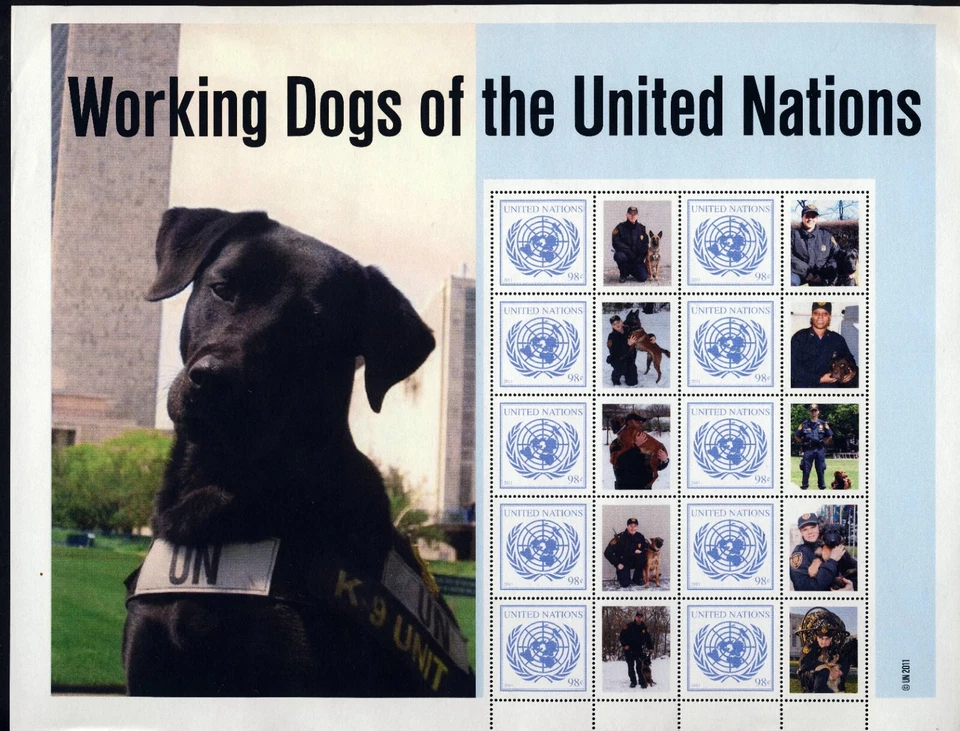 ONU - NY. Hoja personalizada Working Dogs 2011/10 ($,98). Como nuevo nunca montado Foto 1 de 1