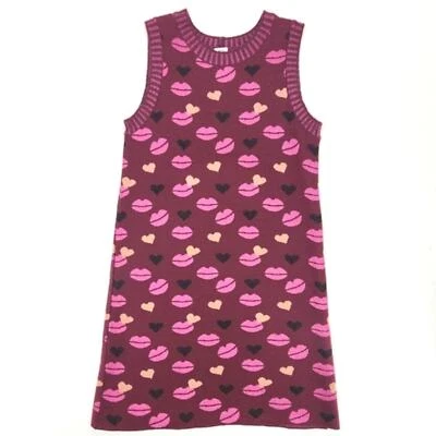 Vestido Suéter Missoni Talla 8 Mujer Rojo Borgoña Mezcla Lana Merino Corazones Besos Foto 1 de 4