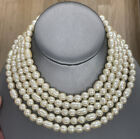 Vintage RICHELIEU Signed 4 Strand Faux Baroque Pearl Choker Necklace