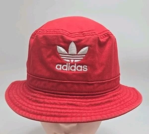 Adidas Fischerhut rot Erwachsene Einheitsgröße weiß bestickt Freizeit Reisen - Bild 1 von 9