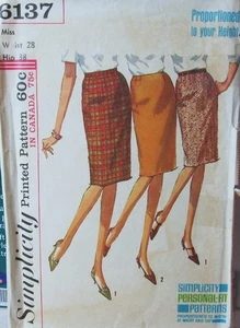 VTG 60s Simplicity 6137 Womens 14 Proportioned Fit Slim PENCIL SKIRT Pattern UC - Picture 1 of 2