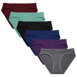 Cotton Crossover Maternity Underwear Under Bump Pregnancy Bikinis Panties Pac... - Picture 1 of 6