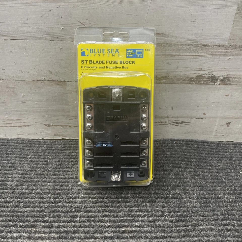 Blue Sea 5030 Marine ST Blade Fuse Block - 6 Circuits with Negative Bus - Image 1 of 3