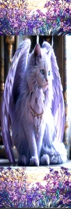 PURPLE FANTASY CAT WITH WINGS, FLOWERS,CAT,-UNIQUE BOOKMARK-comes with tassel - Picture 1 of 1